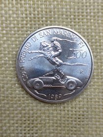 圣马力诺500里拉银币1989年伊莫拉F1大奖赛11克高银原光oz0483-0