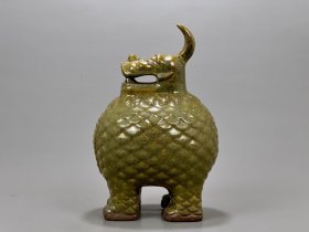 清茶叶沫釉独角兽摆件 古玩古董古瓷器老货收藏