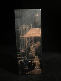 正宗徽州墨染色，可以用的老墨
重约570g，22×8.5×2cm。