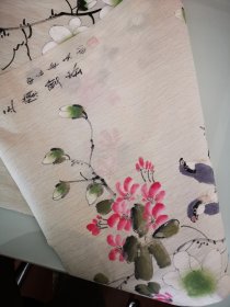 春阳款设色水墨花鸟——玉兰双雀，意境超美，寓意成双成对，比翼双飞，真人手绘。力透纸背，墨透纸背。 尺寸95*53厘米