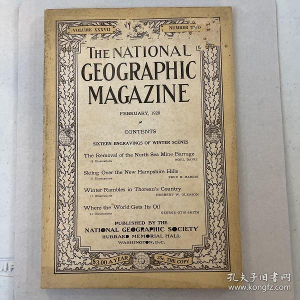 美国发货national geographic美国国家地理1920年2月C拆除北海水雷，在新罕布什尔山上滑雪，石油产地