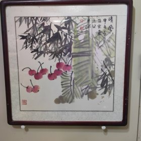 军旅画家 冯立公 先生旧作精品之六（清风图）原装旧裱 带框 保真出售，军旅画家，79年对越作战二等功臣。现为中国水墨艺术研究院院士，北京南海画院专职画家，白石书画艺术院名誉院长，中国书画收藏家协会会员，国家一级美术师。作品多次参加省市及全国书画大展并获奖。国画作品被澳大利亚、中国美术馆、湖南画院、韶山图书馆等国内外艺术机构及海内外友人收藏，是当代最具实力派画家。