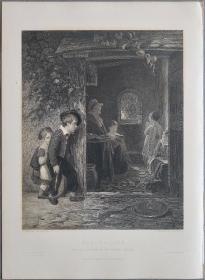 【弗农画廊系列、附资料页】1851年 钢版画《逃学，THE TRUANT》