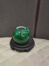 清代盘龙绿釉瓷水盂
