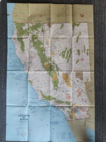 National Geographic国家地理地图系列之1978年1月 Close-up:U.S.A. 2 California and Nevada 加利福尼亚州和内华达州地图 塑料版