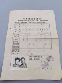 1988年结婚登记申请书