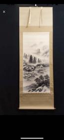 绫裱绢本立轴山水画  观山