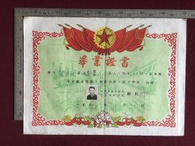 1962年玉门石油管理局，工人技术学校毕业证书，带学生照片，尺寸品相如图，100包邮。