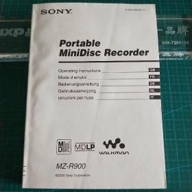 SONY Portable MiniDisc Recorder  MZ-R900说明书，（索尼便携式小碟录音机）