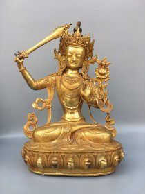 铜鎏金文殊菩萨佛像