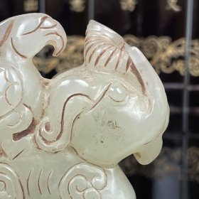 旧藏和田玉手把件，通体满工手工雕刻