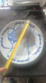 乾隆青花釉里红鲤鱼打挺盘子一个