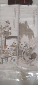 清末，美女四条屏月份牌，上海洋行广告画，海派画，烟标画，每幅尺寸72*21.5厘米，吴泳、明甫氏丙午年（1906年）擬七芗（改绮）先生画。