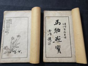 白纸石印本 马骀百花画谱 上下集两册一套齐 民国十五年 世界书局