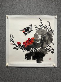 刘继红画家四尺斗方精品水墨荷花国画作品中美协画家真迹作品大红袍画家精品水墨荷花画荷塘画卧室画入门画茶室画意境画
