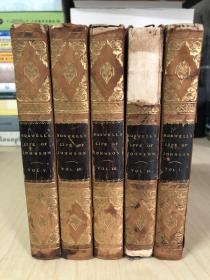 The life of Samuel Johnson 约翰逊传 1824年 全皮精装 5卷全