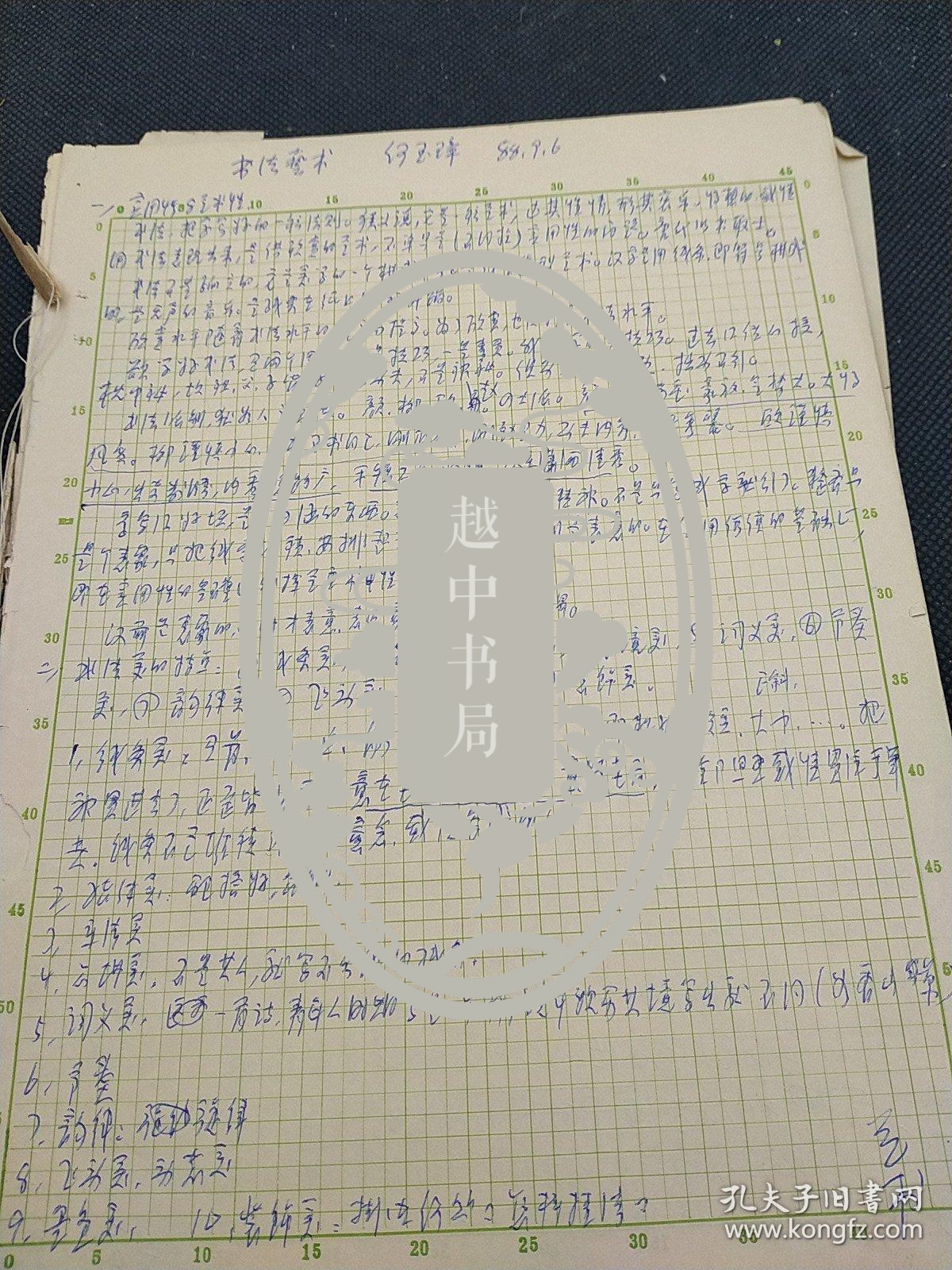 著名书法家、曾任中国农业大学书法系主任、教授 何玉璋 1988年手稿 书法艺术 24页双面写    2859