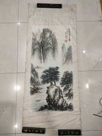 手绘布画（泉声清耳图）145 X 59