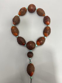 仿蜜蜡孔雀开屏手持 尺寸如图