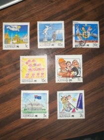澳大利亚信销邮票  8张合售 生活在一起