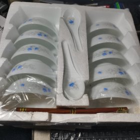 钢化耐热玻璃餐具一套【10个碗 10个勺 4四双筷子】未用