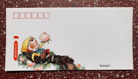 老信封收藏：神采精美美术贺年信封【大圣贺春】（估计2004年）19x10（厘米）干净好品、量少、低价
