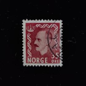 外国邮票 挪威邮票早期国王头像 信销1枚 如图