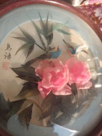 羽毛立体画。鸟语。济南美工厂出品。