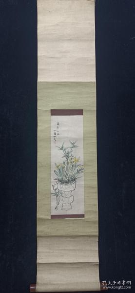 【小精品】著名南画大家野口小蘋岁寒三友图  绢本立轴