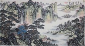 湖南美协会员 赵老师六尺整张精品古法工笔山水之一