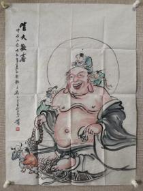 圆—林—法师国画 《皆大欢喜》尺寸96x69厘米，保真