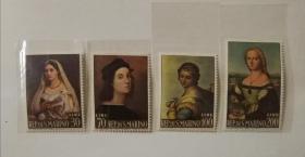 世界名画邮票 圣马力诺发行，风车水印 4新