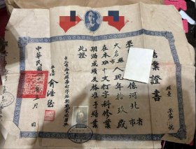 1952年 台北市中文打字科 休業期滿成績及格證書