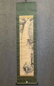 古筆高士观瀑图【若狭成業】物外1887-1957南画家。秋田県生。名(达忠太郎、別号在如岳，物外。初为小野崎如水 •高橋晁山仁入門乚、上京後寺崎広 業仁、の专京都云山田介堂学5。中国八年歷遊 、王一 亭 •昊昌碩是挚友，云の影響在受（龙。巽画会会員。昭 和32年（1957）歿、71才