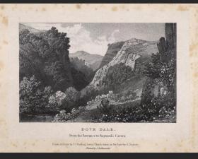 1820年英国石印版画 鸽子谷 风光