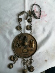 清代女红纯银编织挂牌算盘珠可以上下拔动