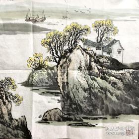 国画四尺斗方山水839