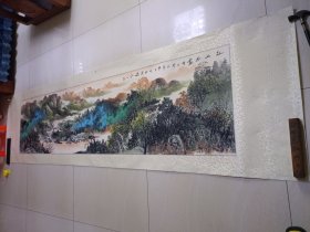 著名画家 : 来福 山水画巨幅 画工精湛 已装裱镜心 癸已年作 238x60厘米 （好作品适合书法背景画）