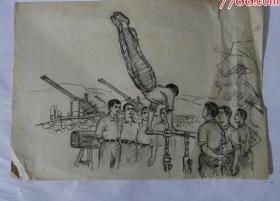 铅笔素描部队生活