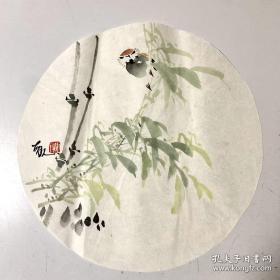 胡人国画团扇花鸟小品259