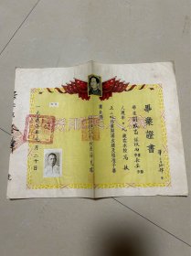 1952年长安县渭滨区第八完全小学刘致忠毕业证书