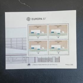 kb28外国邮票葡萄牙邮票1987年欧罗巴现代建筑 小型张 新 品相如图 （整年边纸上部有点较淡污渍）