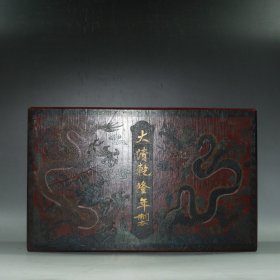 早期收藏木盒漆器景泰蓝花彩双龙大清乾隆年制盒摆件