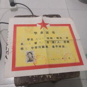 1979年萍乡二中毕业证书。