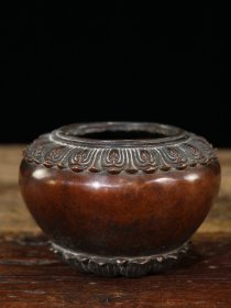 旧藏紫铜老宣德炉·宝莲炉·纯紫铜老香炉 重1320克