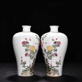 瓷器 清雍正珐琅彩花鸟纹梅瓶 高26厘米 宽11.5厘米