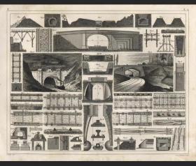 1851年美国雕版钢版画火车 铁轨桥梁