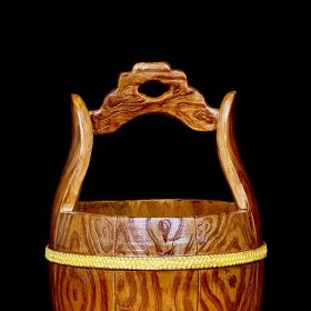 清乾隆仿生瓷木纹釉一桶天下;19x14厘米