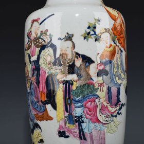 清康熙青花五彩十二花神人物瓶 44*21厘米