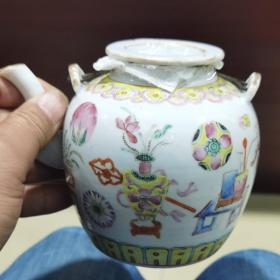清代皮球花粉彩茶壶